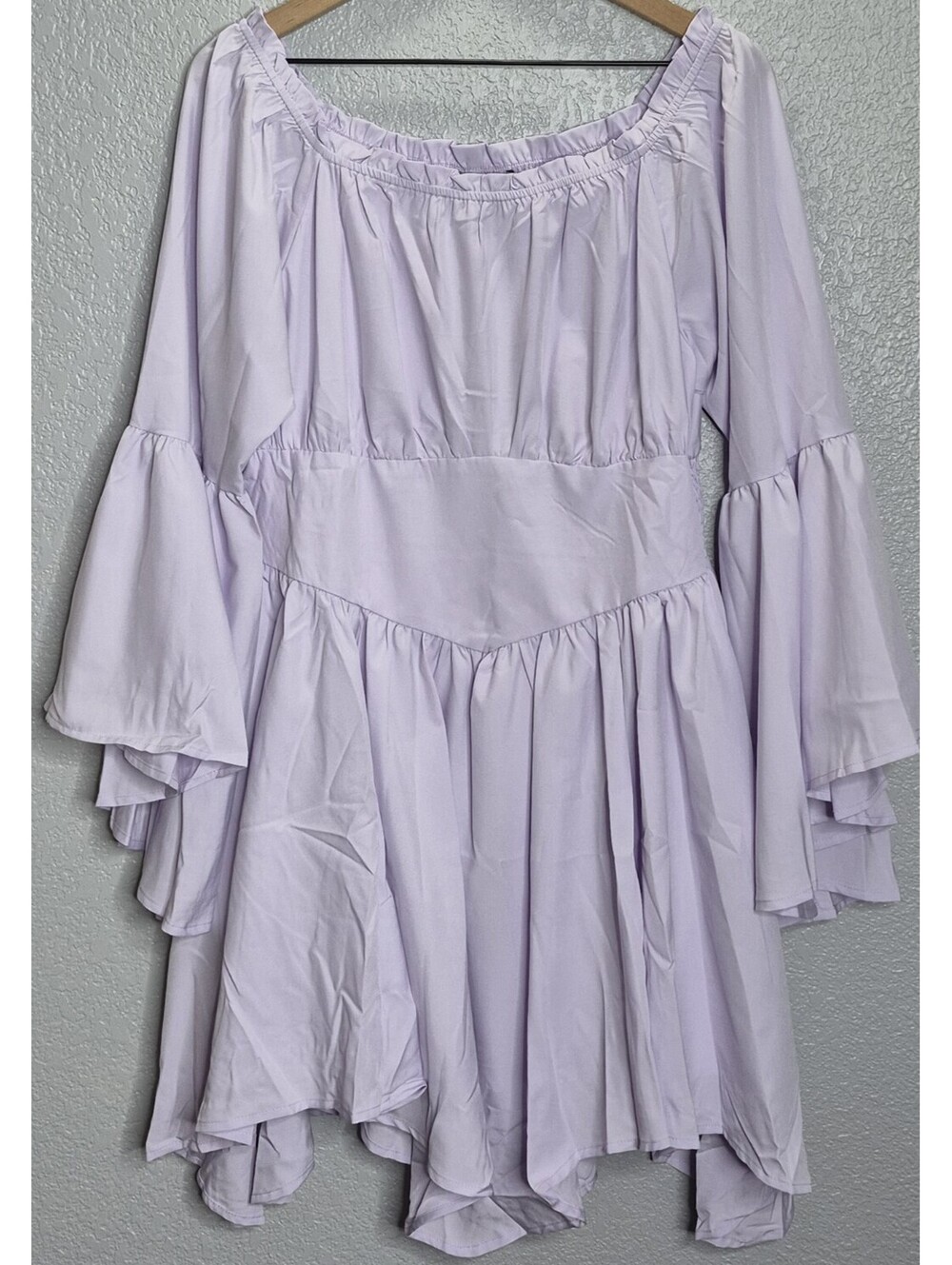 Scarlet Darkness Lilac Off Shoulder Bell Sleeve Mini Dress Size L Cottagecore...